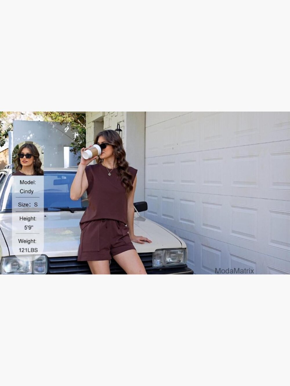 Cap Sleeve Lounge Short Set with Pockets, Soft Cotton Blend, Two Piece - Picture 6 of 7